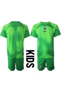Fotbalové Dres Francie Brankářské Dětské Venkovní Oblečení MS 2022 Krátký Rukáv (+ trenýrky)